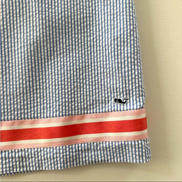 Vineyard Vines Preppy Seersucker Whale Shift Dress Easter Pink Ribbon Trim Sz 4T - Picture 2 of 6